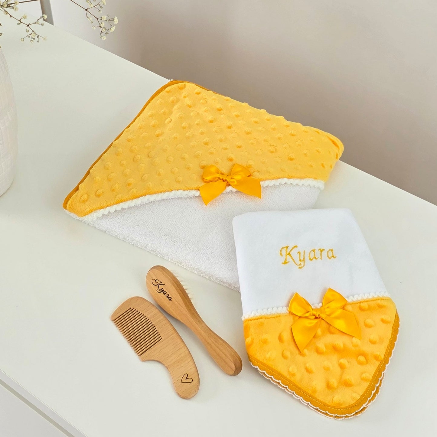Conjunto fralda e toalha de banho