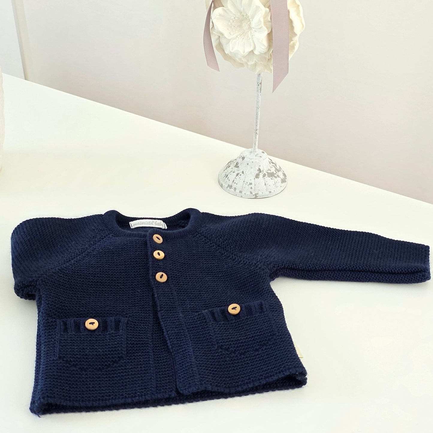 Casaco malha azul marinho